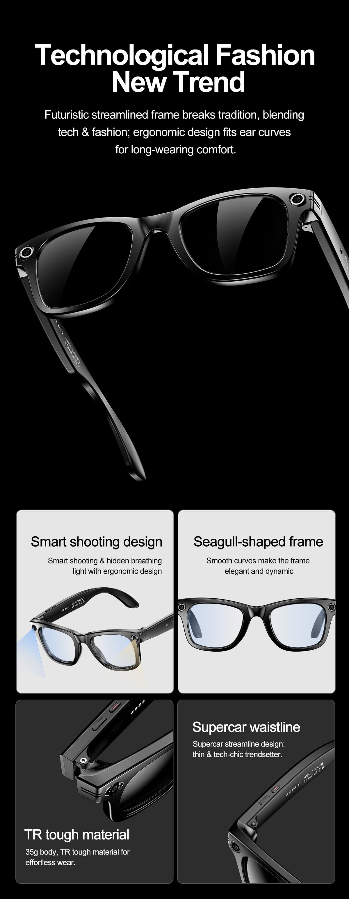 N600 AI Camera Glasses - Maximum Privacy Protection with Local AI Processing